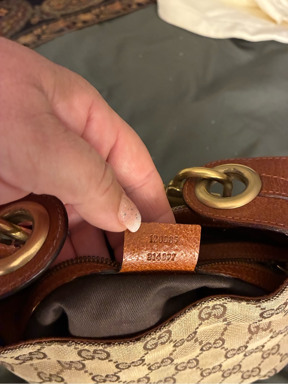 Gucci Brown GG Canvas mini Jackie piston lock Shoulder Bag with Gold Hardware - Picture 5 of 9